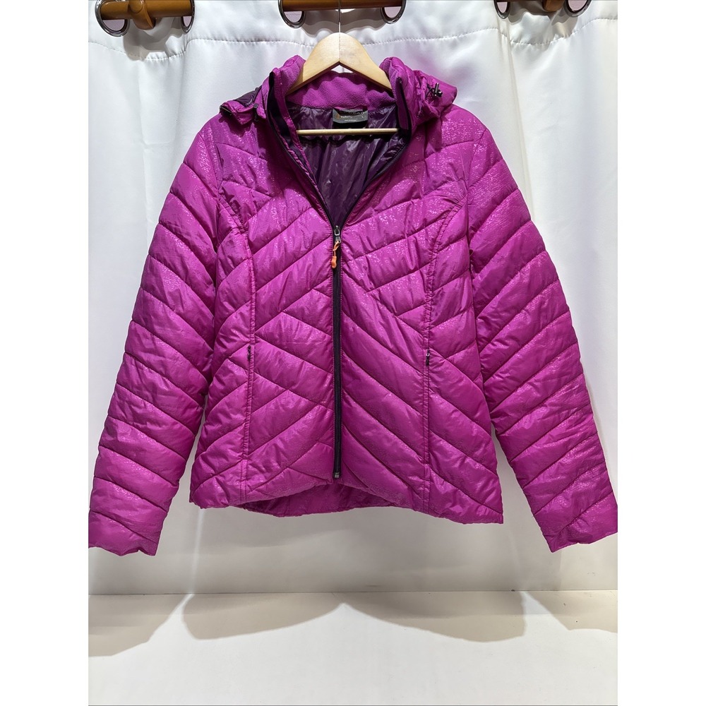 Tek Gear Magenta Pink Puffer Winter Jacket Detachable Hood Large Warm Tek